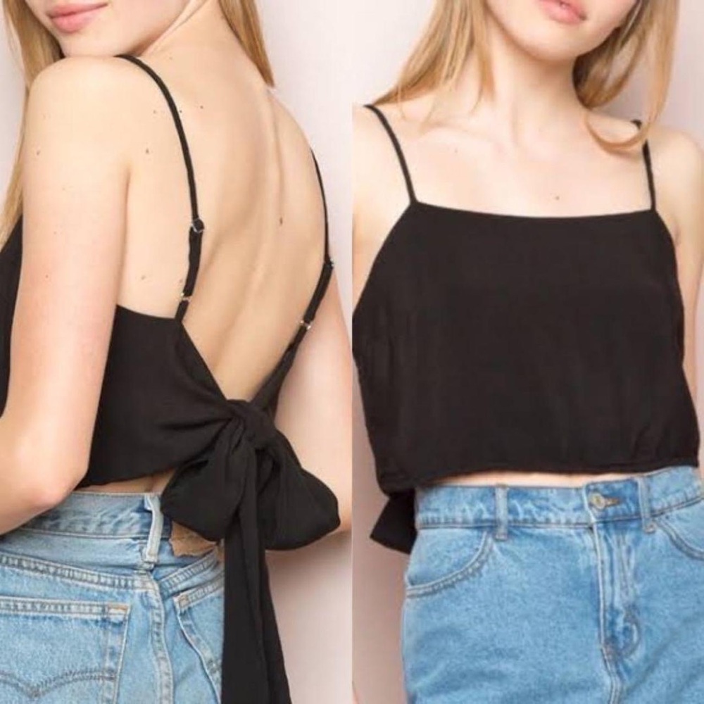 Brandy Melville Black Tie-Back Cami Tank Top - Women